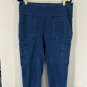 Blue Women's Jeggings utility cargo capri revolutionary tummy control
